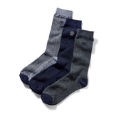 Three Pair Pack Piqué Crew Socks for Men in Navy Timberland On Sale