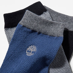 Three Pair Pique Crew Socks for Men in Black Timberland Outlet