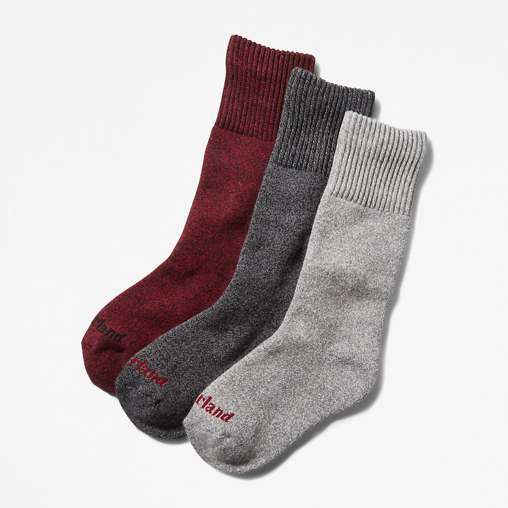 Three Pack Marled Crew Socks Gift Box for Women in Black Timberland Discount