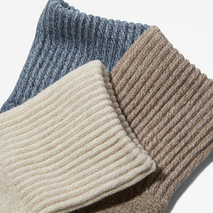 Three Pack Marled Crew Socks Gift Box for Women in Beige Timberland On Sale