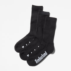 Stratham 3-Pack Crew Sport Socks for Men in Black Timberland US