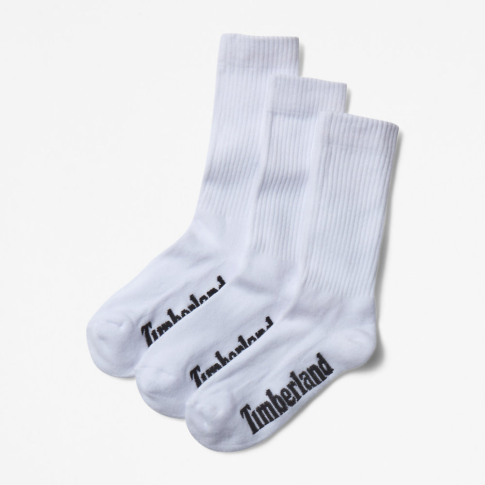 Stratham 3-Pack Crew Sport Socks for Men in White Timberland Sale