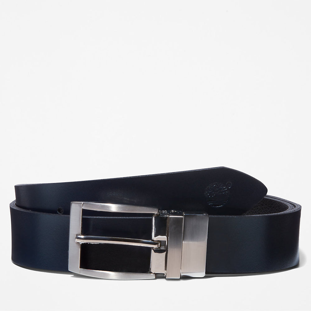 Reversible Leather Belt for Men in Navy Timberland For Sale
