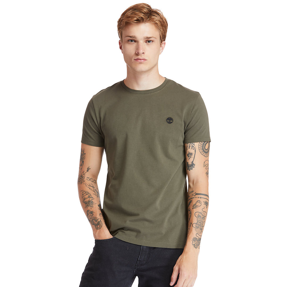 Dunstan River Crew Tee for Men in Dark Green Timberland On Sale