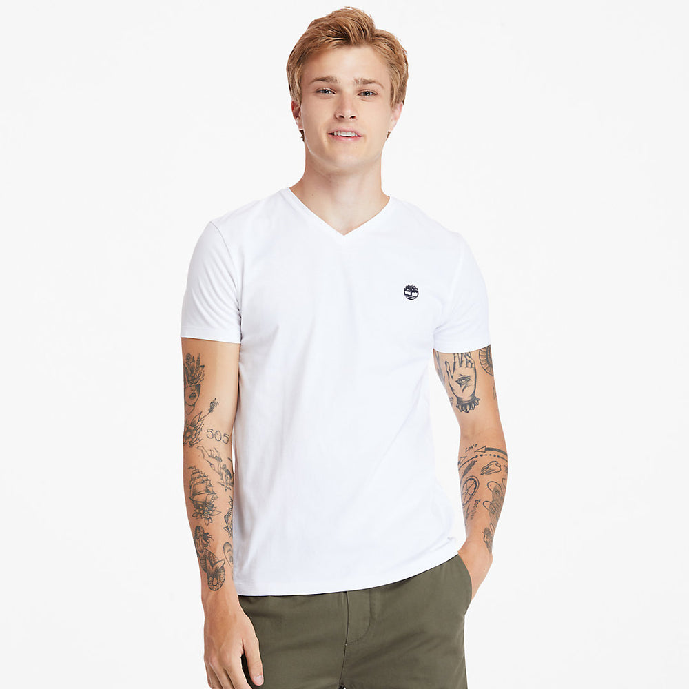 Dunstan River V-Neck T-Shirt for Men in White Timberland Discount