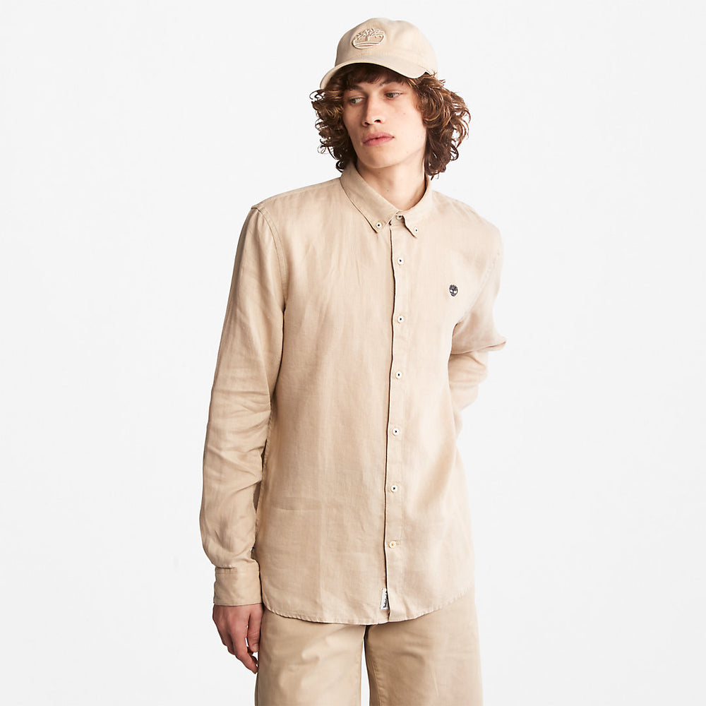 Mill River Slim-Fit Linen Shirt for Men in Beige Timberland Outlet
