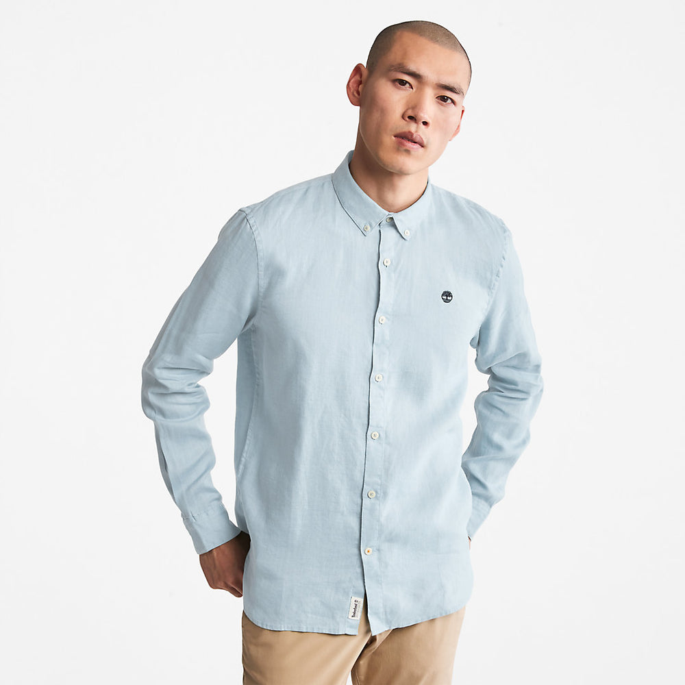 Mill River LS Linen Shirt for Men in Light Blue Timberland Sale