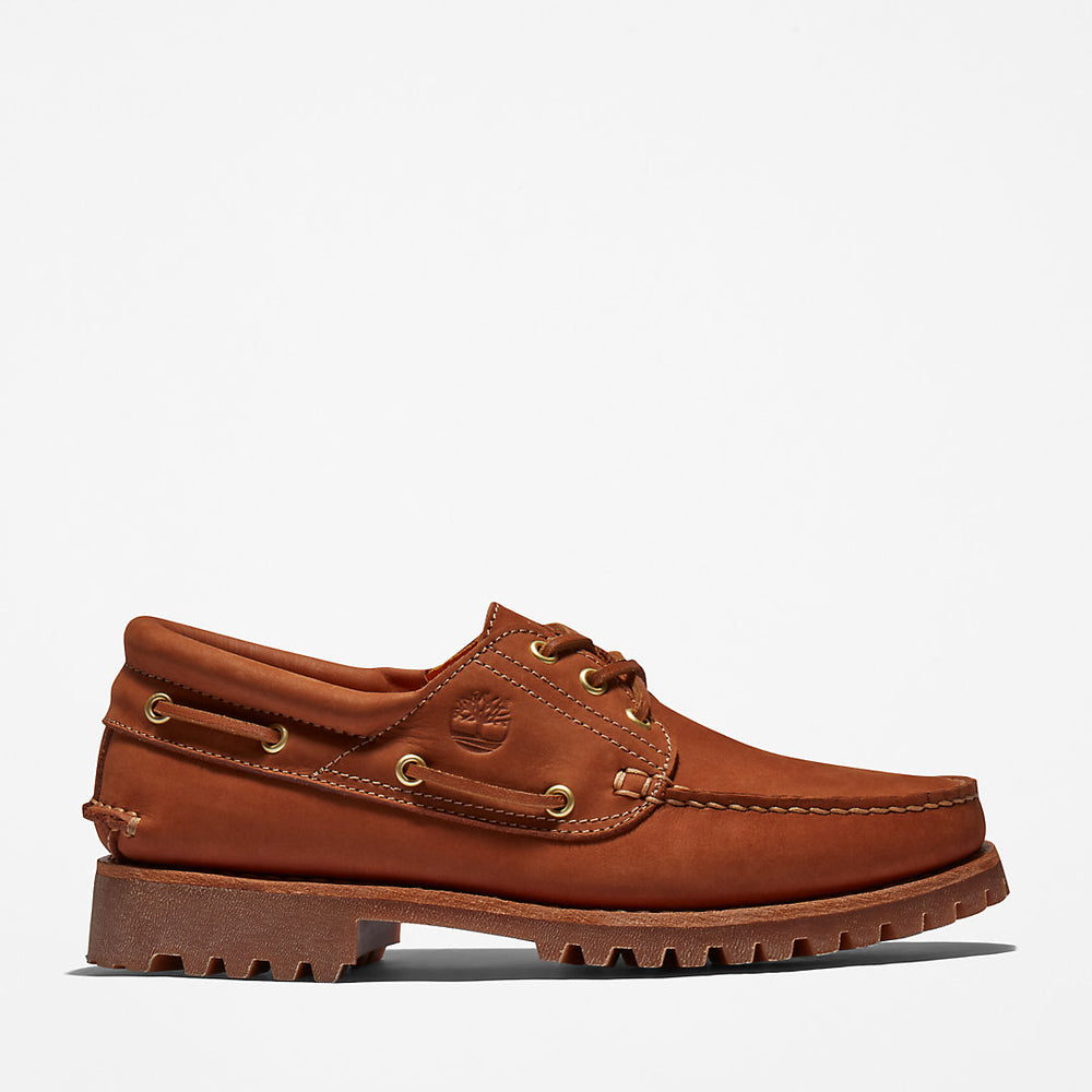 Timberland® 3-Eye Lug Handsewn Boat Shoe for Men in Brown Timberland On Sale
