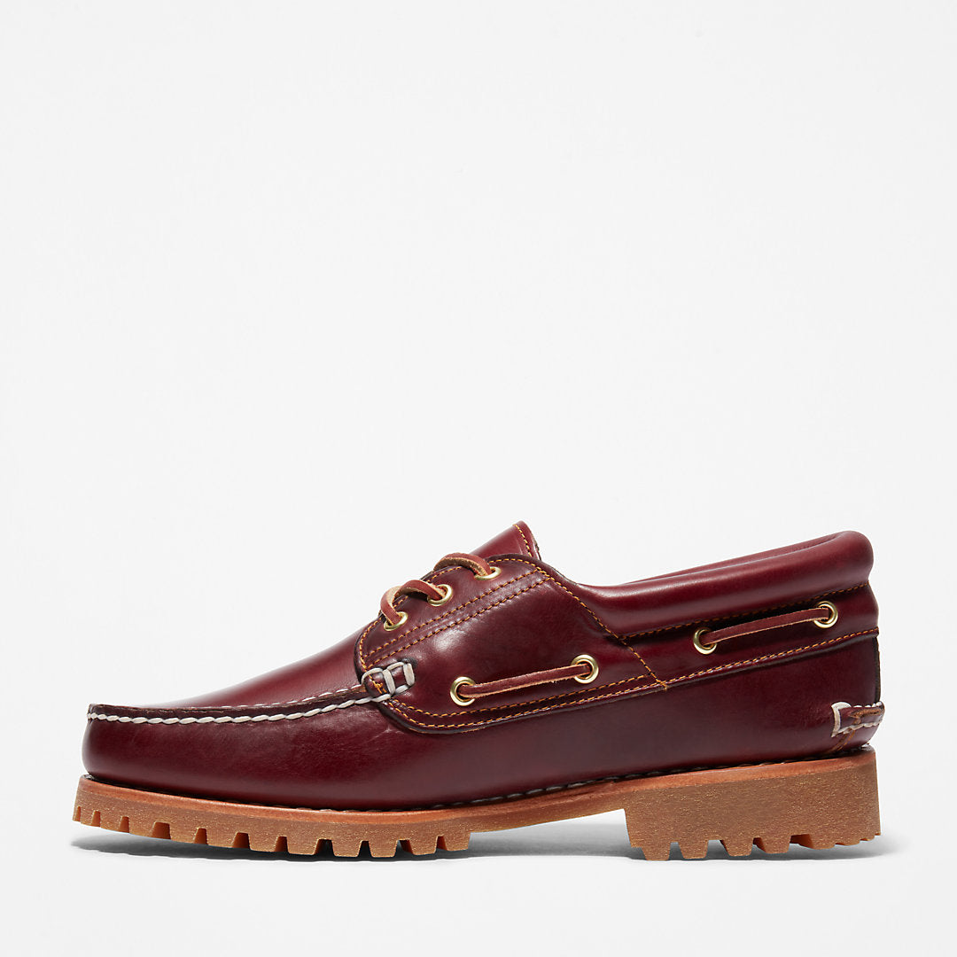 Timberland® Authentic 3-Eye Boat Shoe for Men in Burgundy Timberland Outlet