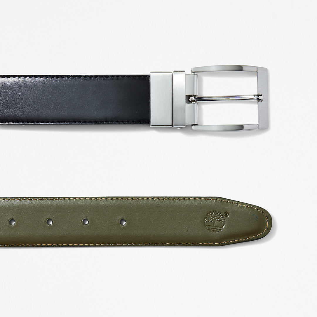 Reversible Leather Belt for Men in Green/Black Timberland Outlet