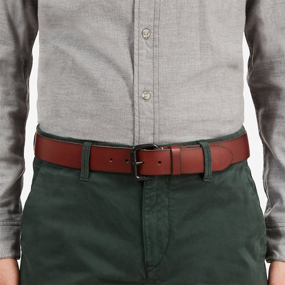 Roller Buckle Leather Belt for Men in Brown Timberland Sale