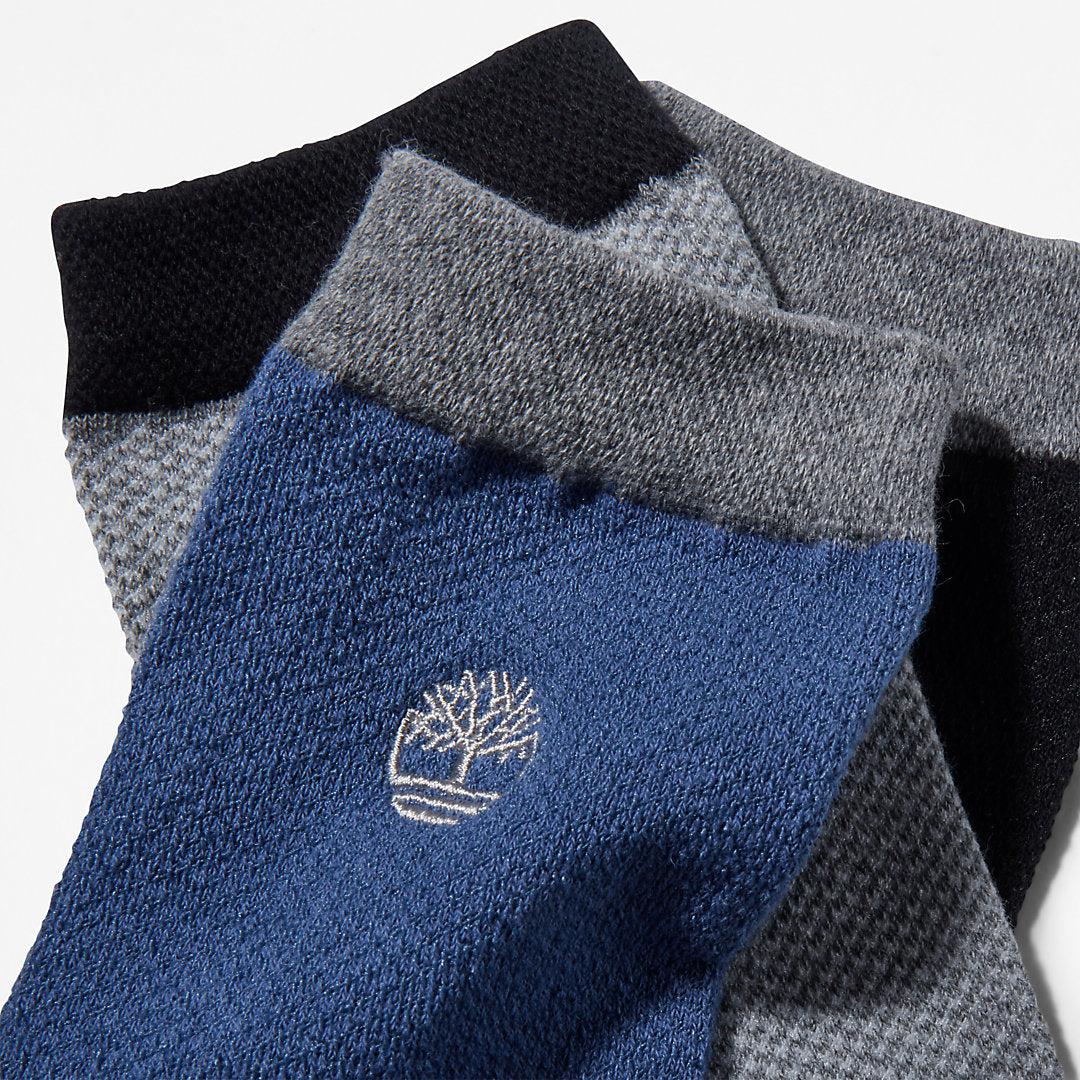 Three Pair Pique Crew Socks for Men in Black Timberland Outlet
