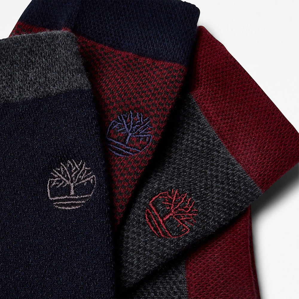 Three Pair Pique Crew Socks for Men in Blue Timberland For Sale