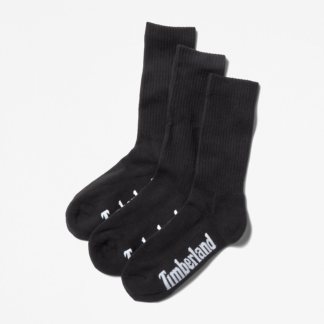 Stratham 3-Pack Crew Sport Socks for Men in Black Timberland US