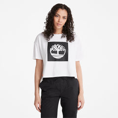 Cropped Logo T-Shirt for Women in White Timberland Sale