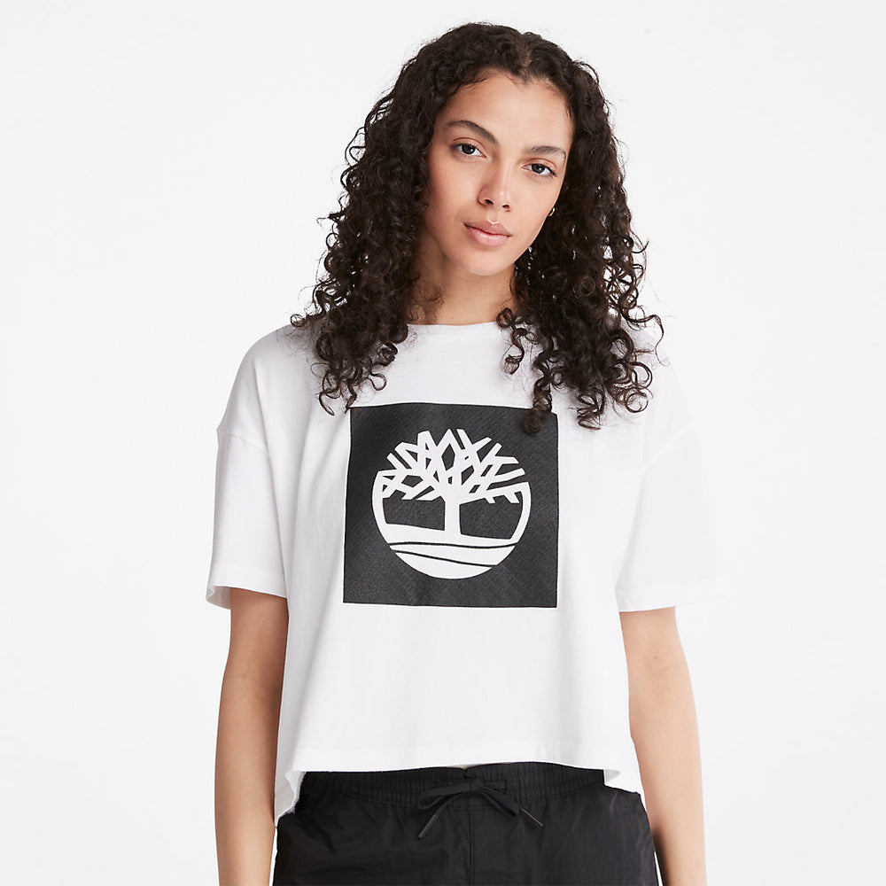 Cropped Logo T-Shirt for Women in White Timberland Sale