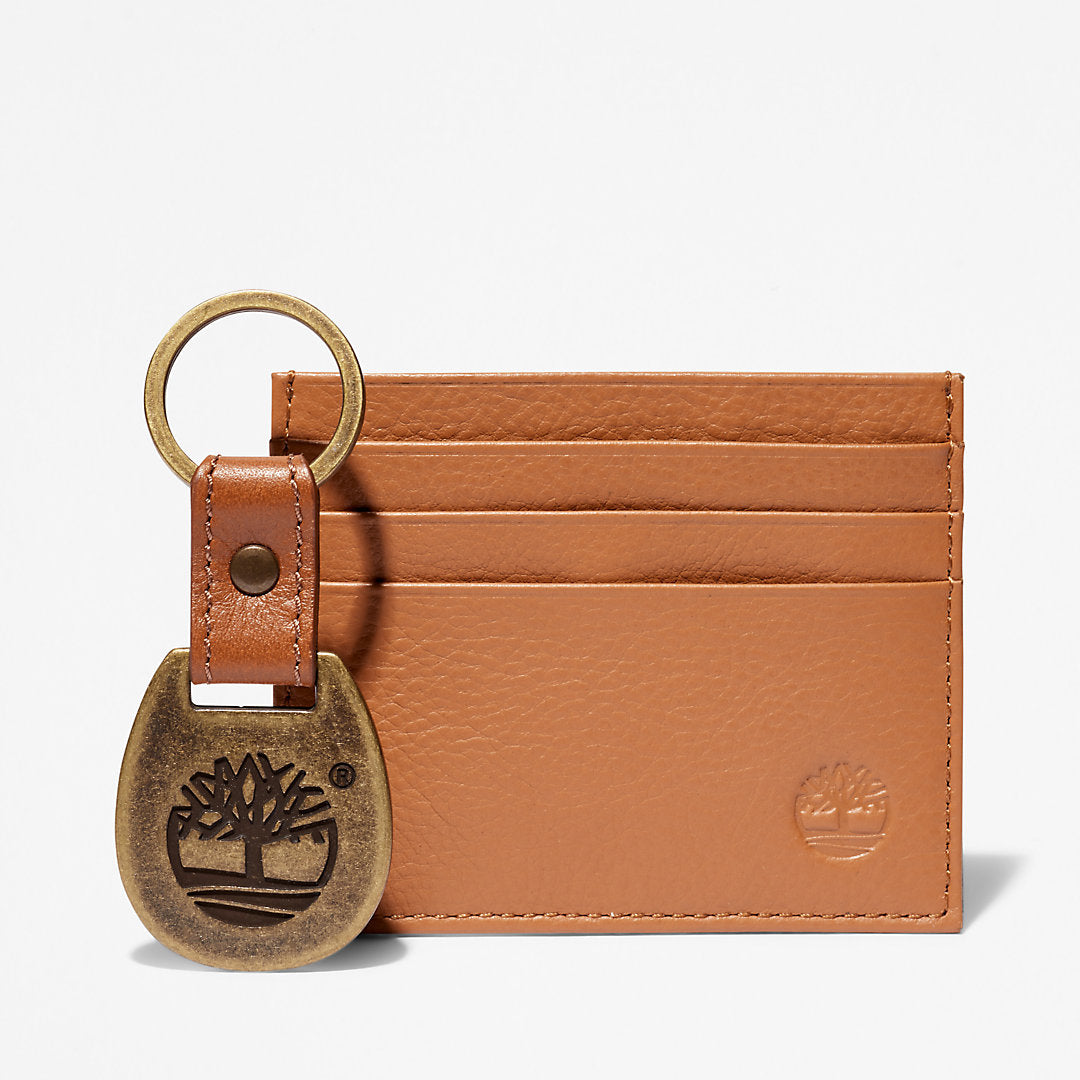 Leather Card Holder & Keyring Gift Set in Brown Timberland Outlet