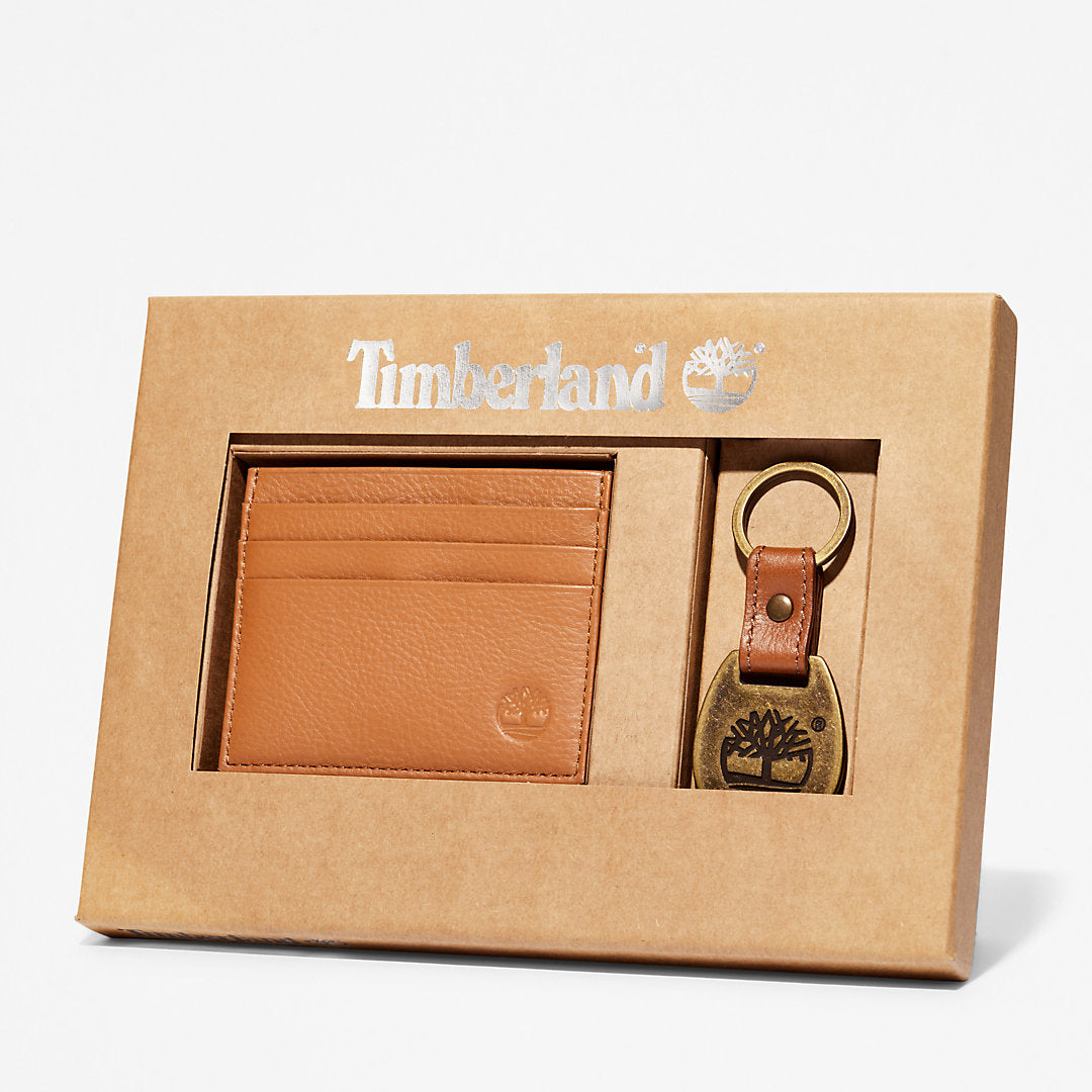 Leather Card Holder & Keyring Gift Set in Brown Timberland Outlet