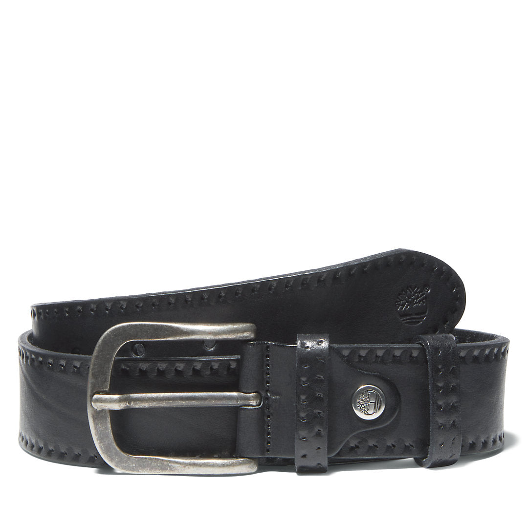 Embossed Leather Belt for Men in Black Timberland Online