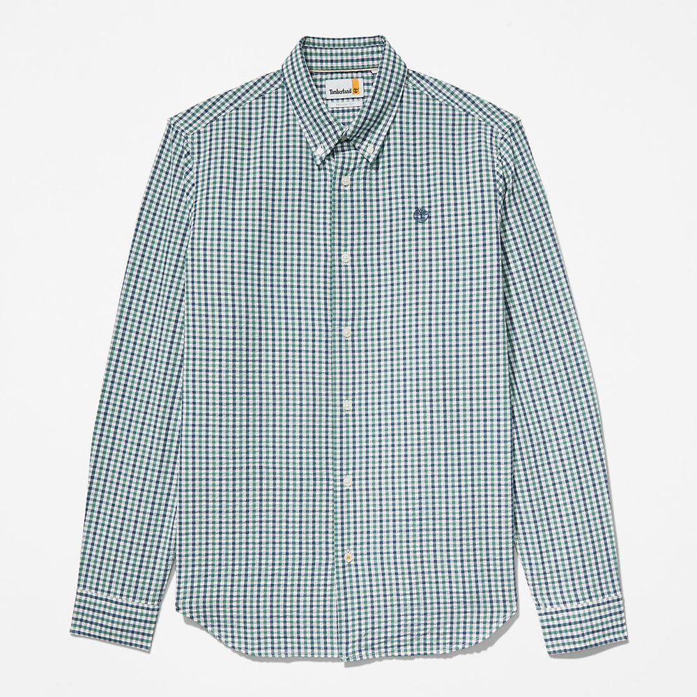 Seersucker Gingham Shirt for Men in Green Timberland On Sale