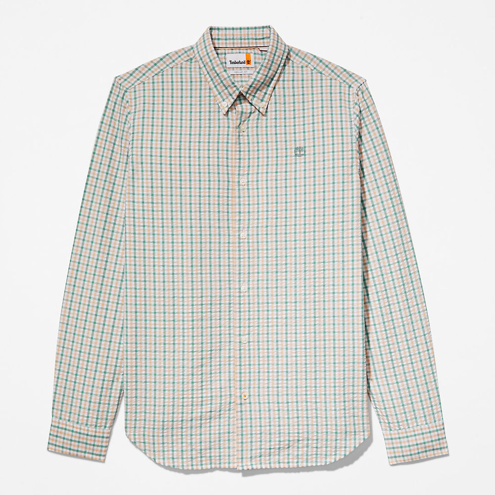 Seersucker Gingham Shirt for Men in Pink Timberland For Sale