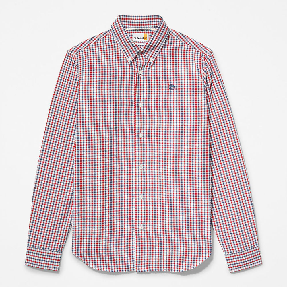 Seersucker Gingham Shirt for Men in Blue Timberland Outlet