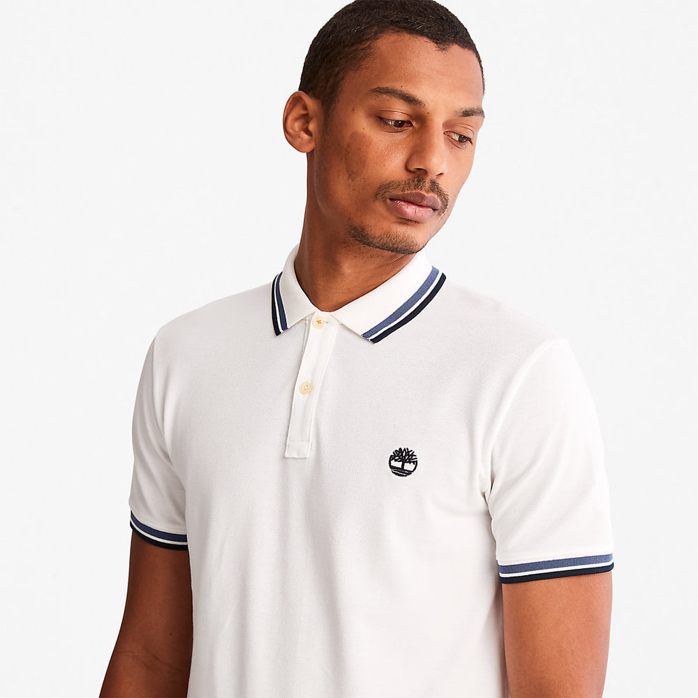 Millers River Tipped Polo Shirt for Men in White Timberland On Sale