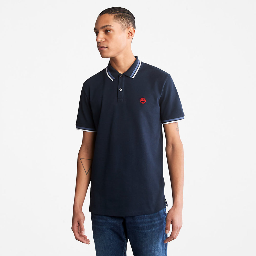 Millers River Tipped Polo Shirt for Men in Navy Timberland Sale