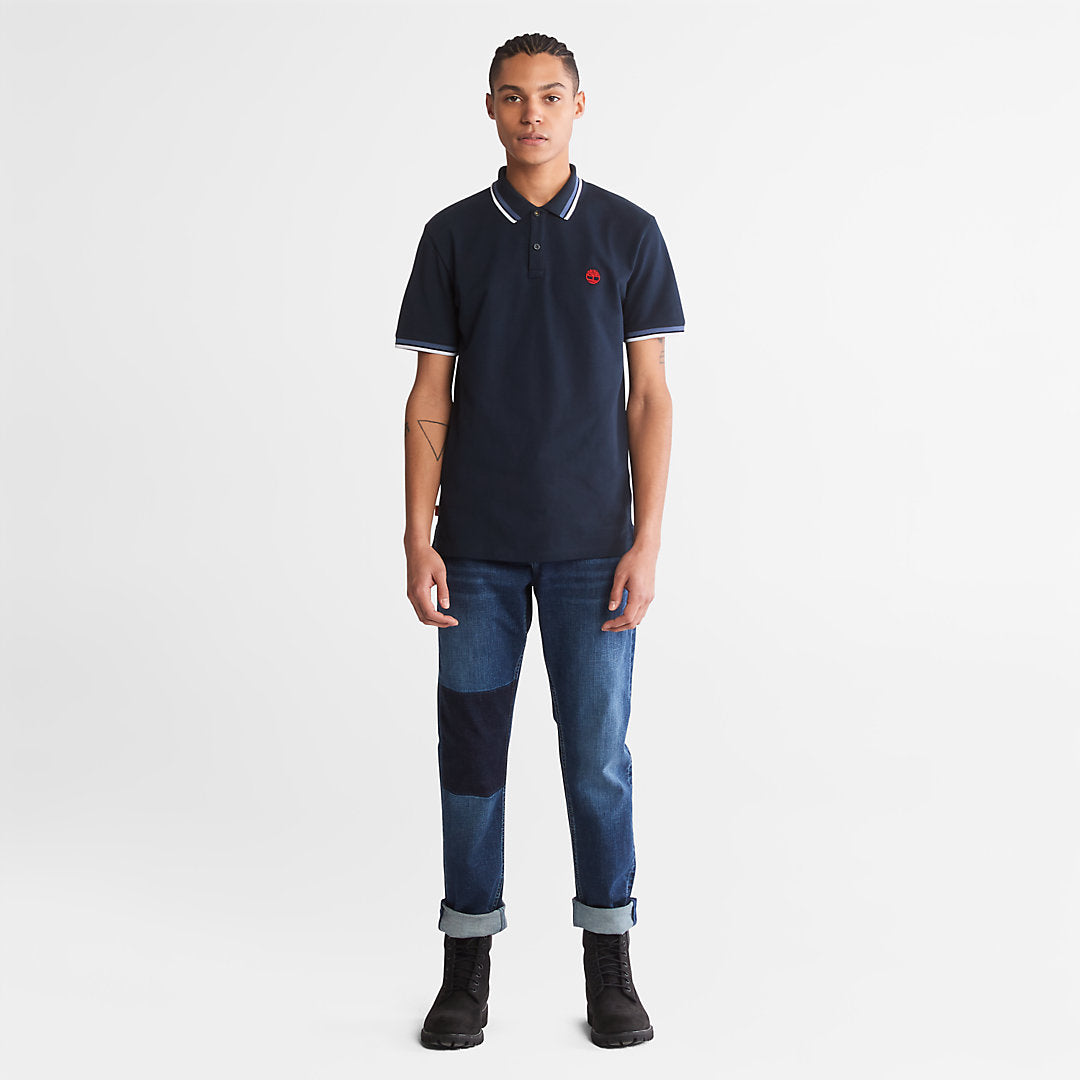 Millers River Tipped Polo Shirt for Men in Navy Timberland Sale