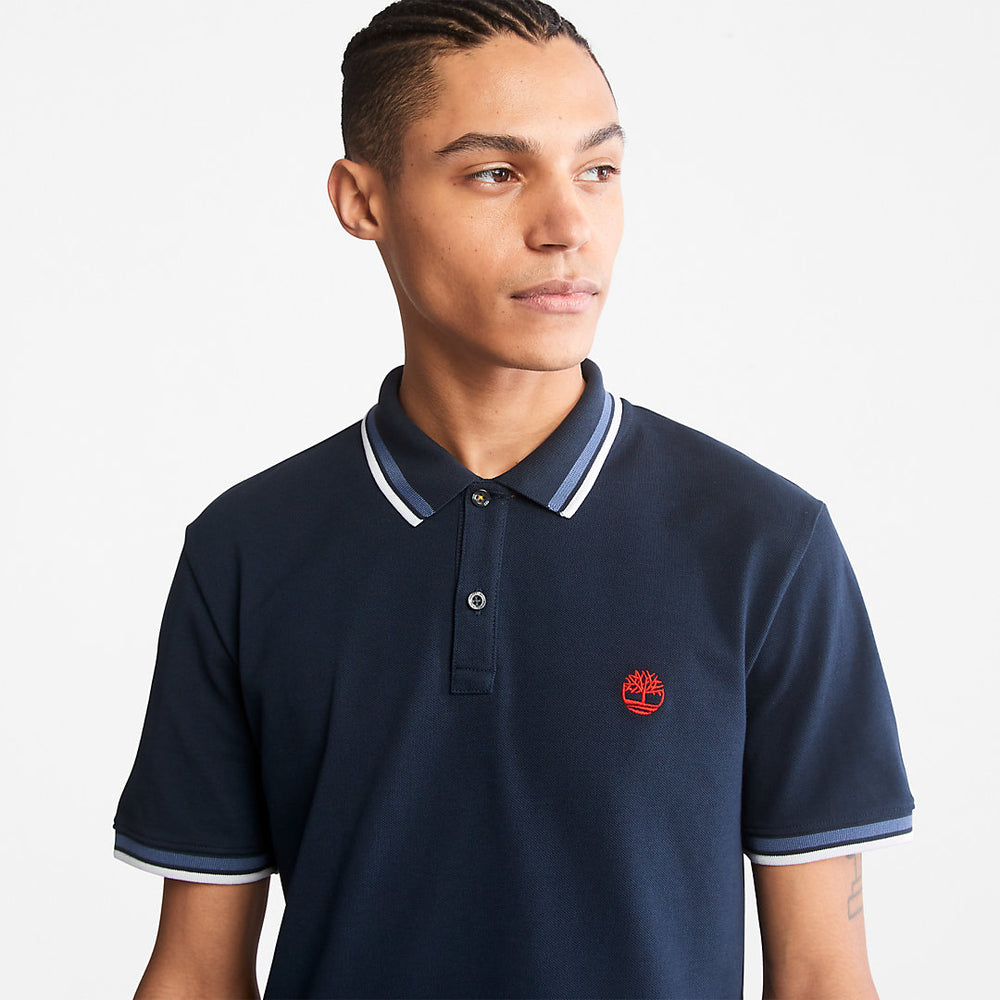 Millers River Tipped Polo Shirt for Men in Navy Timberland Sale