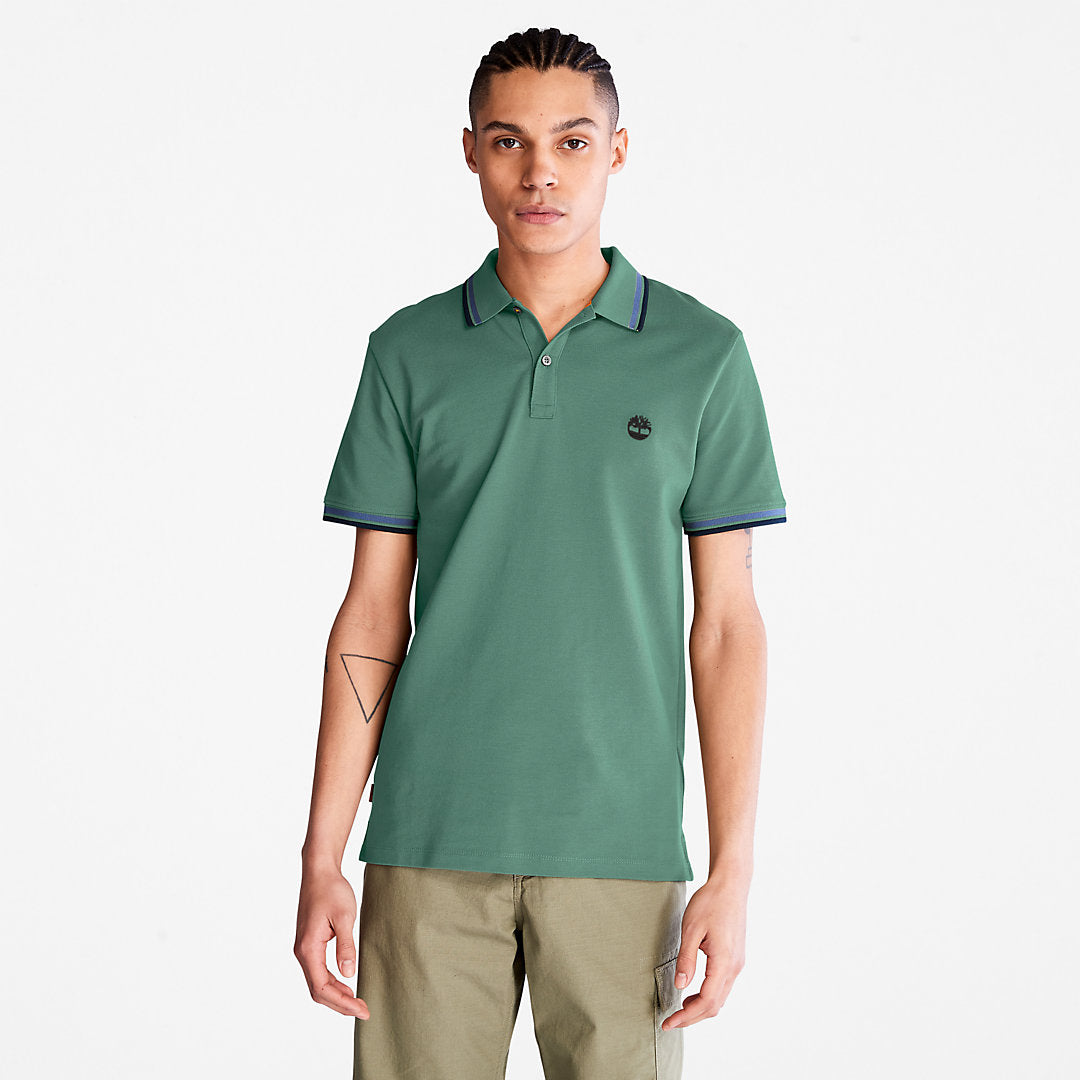 Millers River Tipped Polo Shirt for Men in Green Timberland Outlet