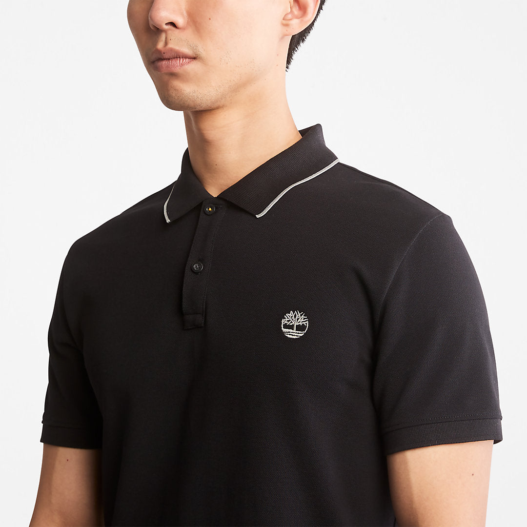 Millers River Print-Collar Polo Shirt for Men in Black Timberland Discount