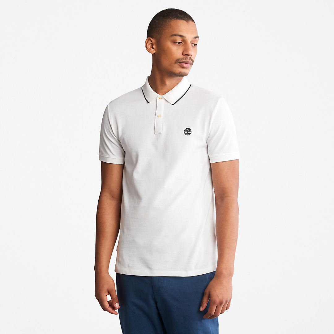Millers River Print-Collar Polo Shirt for Men in White Timberland On Sale