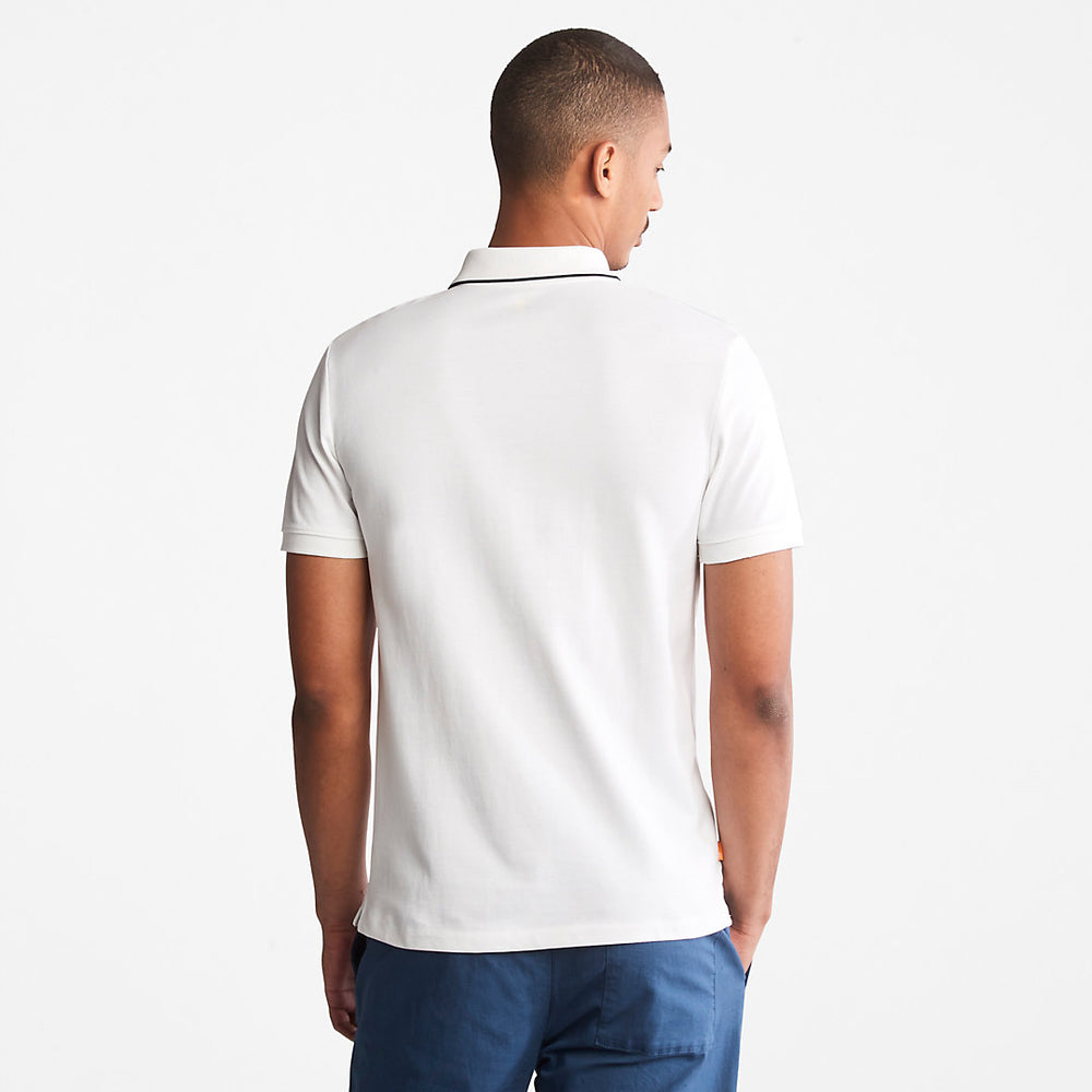 Millers River Print-Collar Polo Shirt for Men in White Timberland On Sale