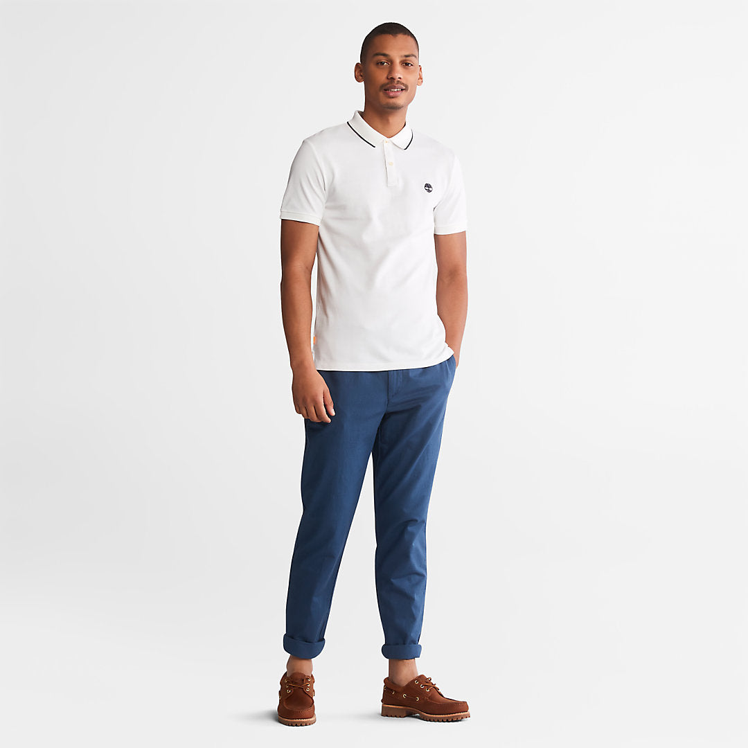 Millers River Print-Collar Polo Shirt for Men in White Timberland On Sale