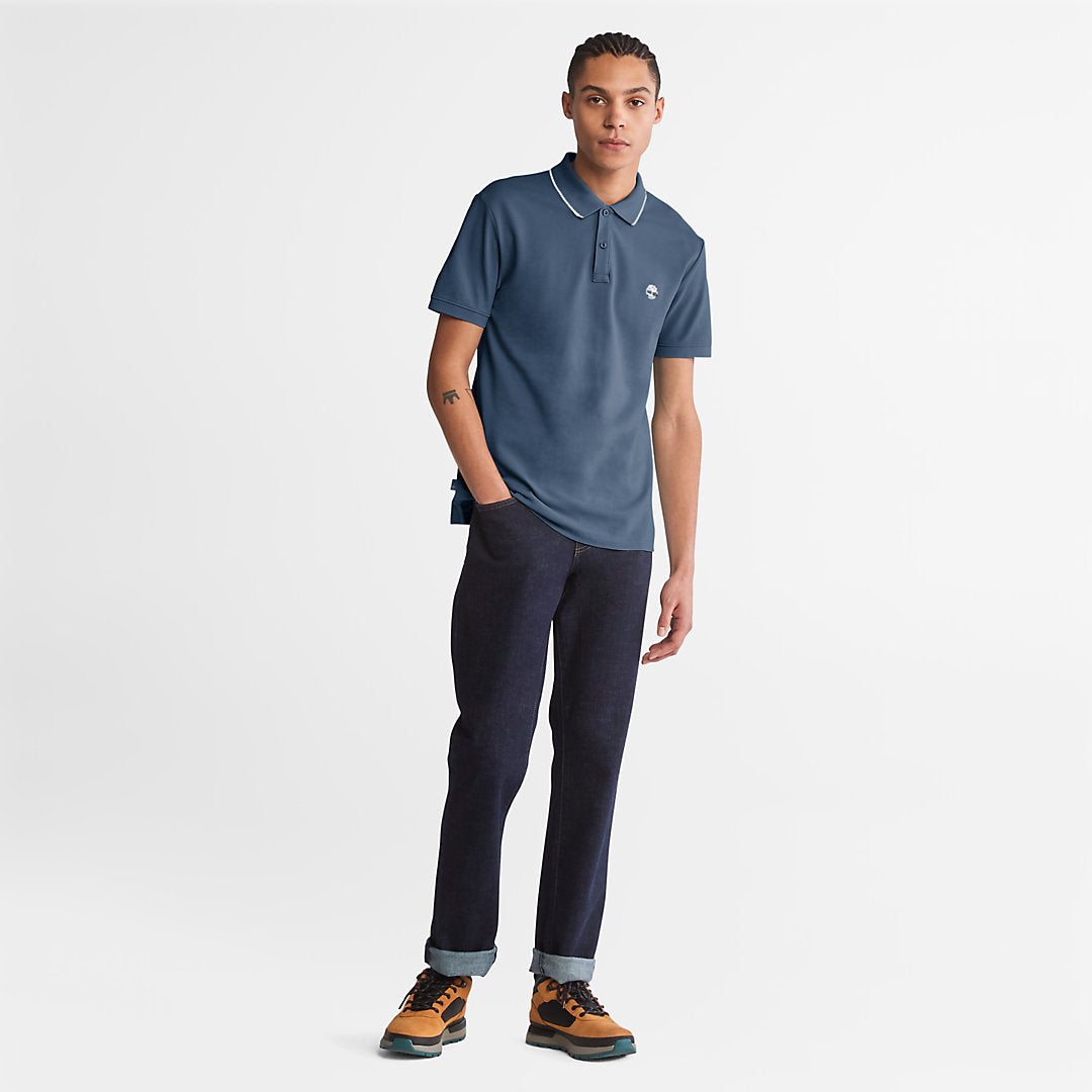 Millers River Print-Collar Polo Shirt for Men in Blue Timberland For Sale