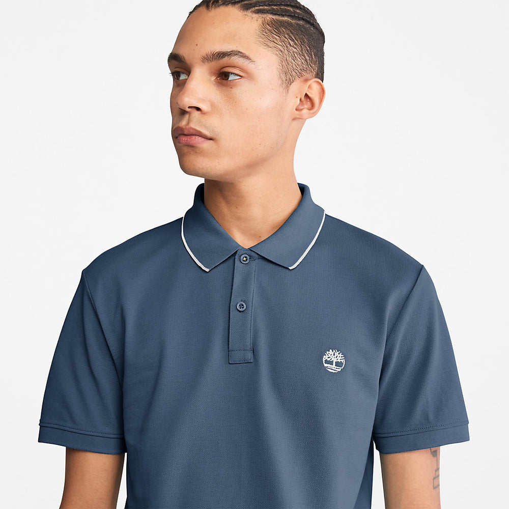 Millers River Print-Collar Polo Shirt for Men in Blue Timberland For Sale