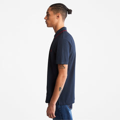 Millers River Print-Collar Polo Shirt for Men in Navy Timberland Outlet
