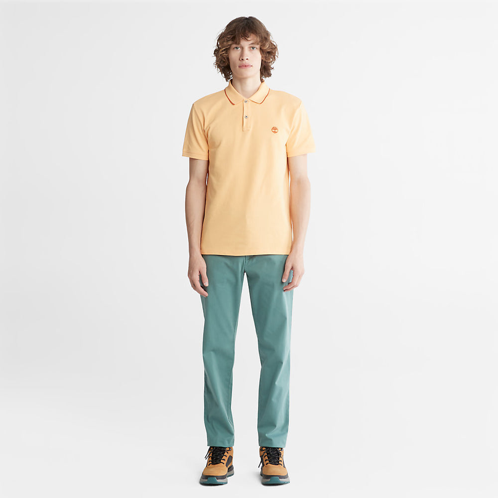 Millers River Print-Collar Polo Shirt for Men in Yellow Timberland Sale