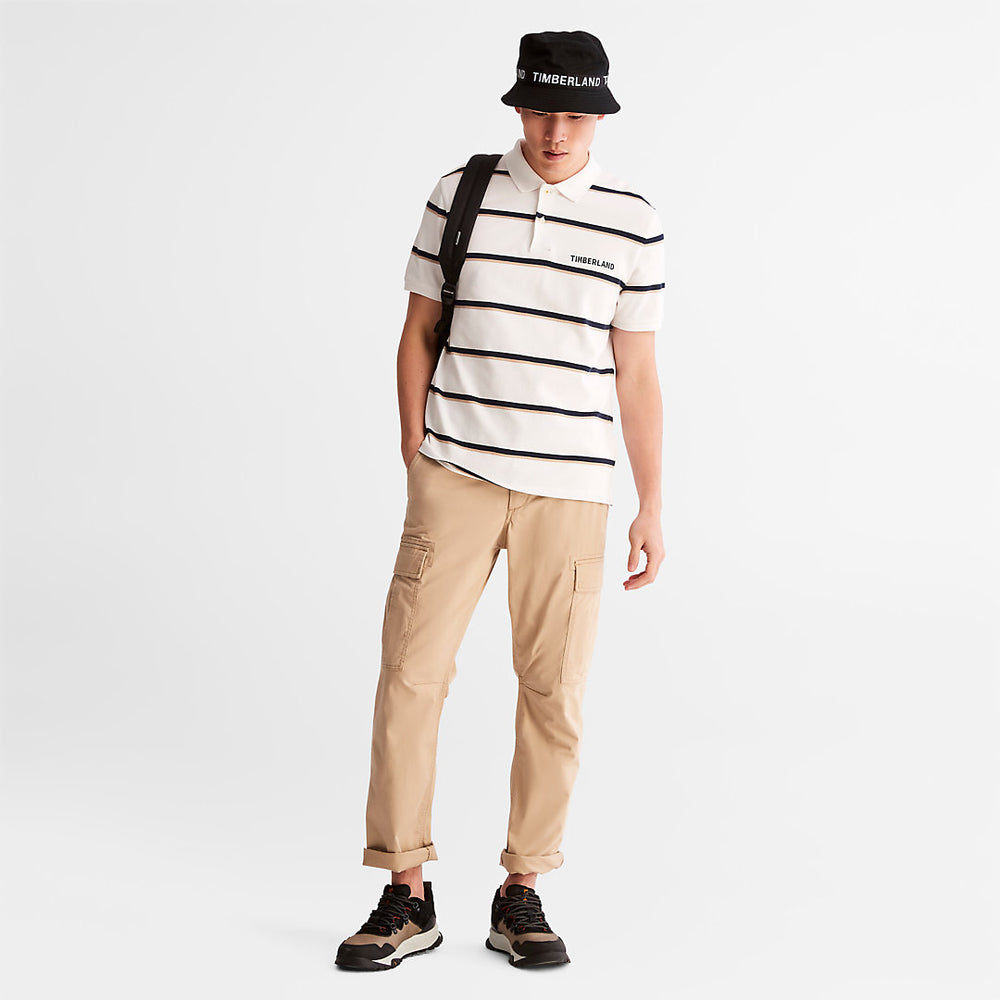 Zealand River Striped Polo Shirt for Men in White Timberland Discount