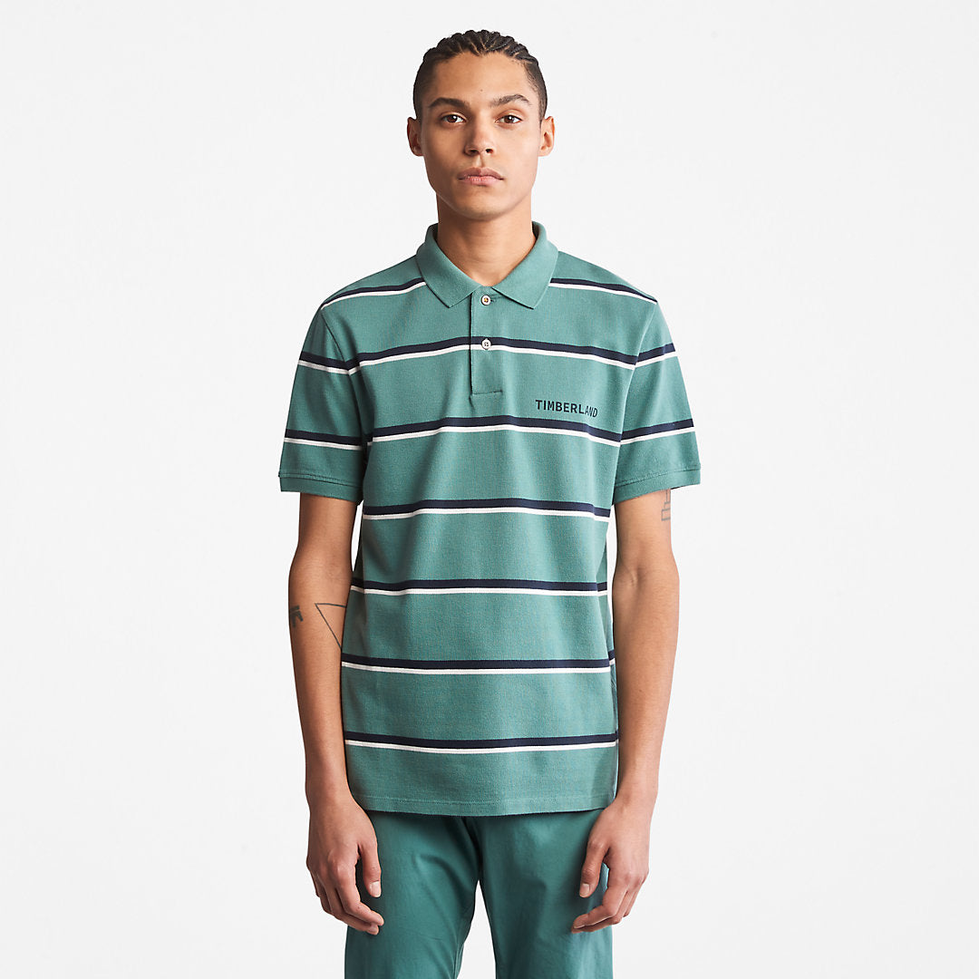 Zealand River Striped Polo Shirt for Men in Green Timberland On Sale