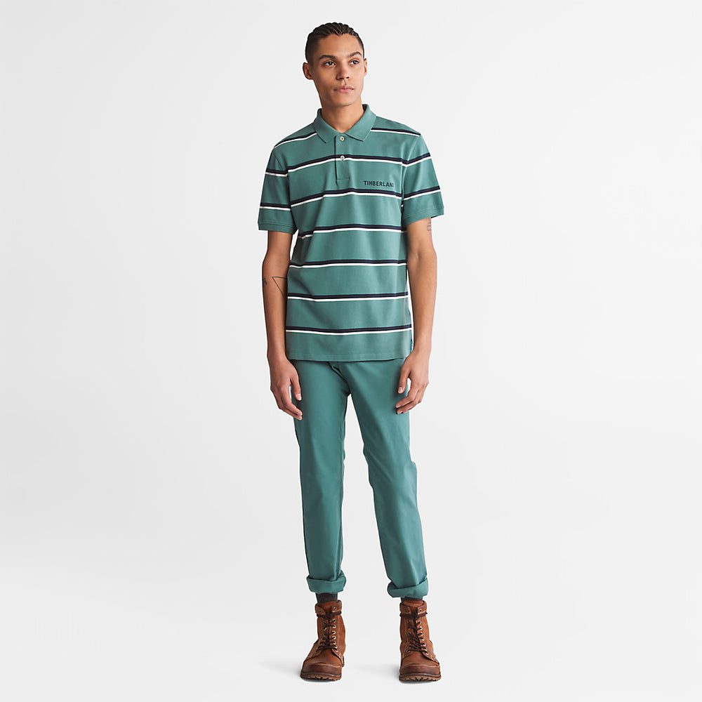Zealand River Striped Polo Shirt for Men in Green Timberland On Sale