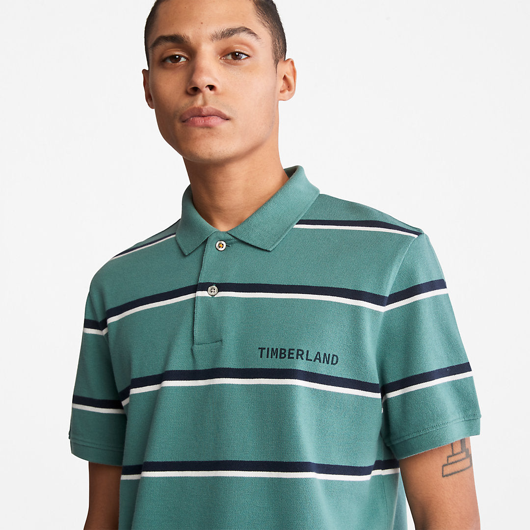 Zealand River Striped Polo Shirt for Men in Green Timberland On Sale