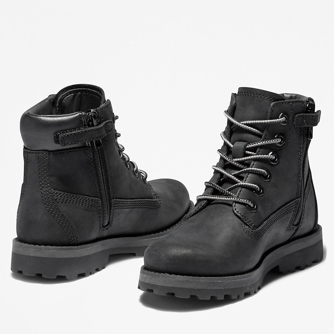 Courma 6 Inch Side-Zip Boot for Youth in Black Timberland Online