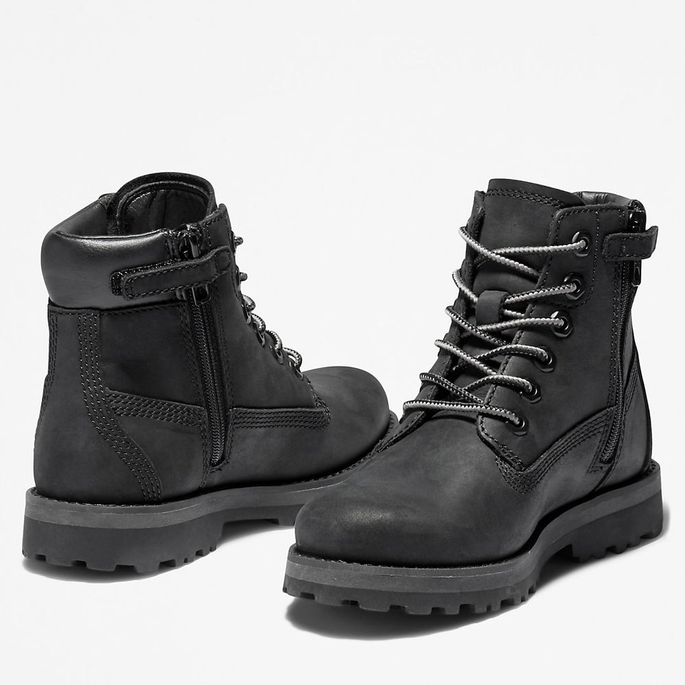 Courma 6 Inch Side-Zip Boot for Youth in Black Timberland Online