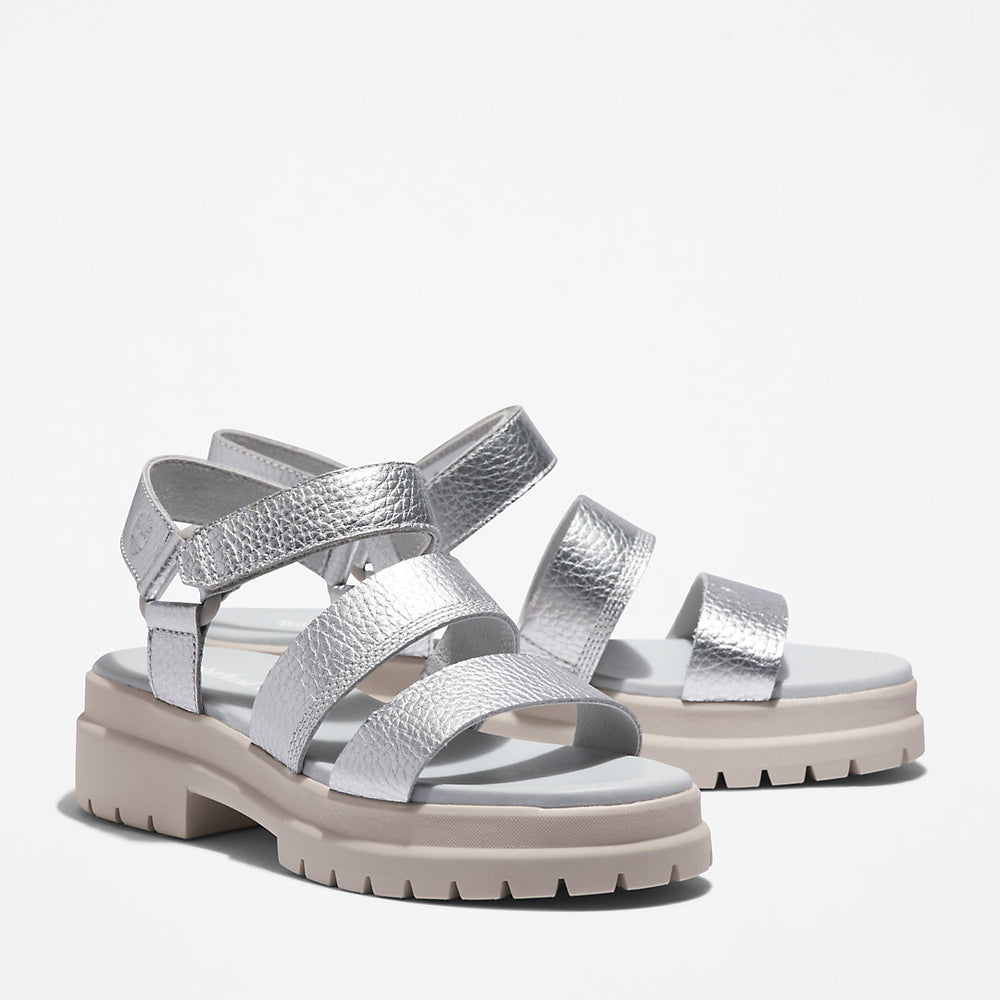 London Vibe Ankle-Strap Sandal for Women in Silver Timberland On Sale