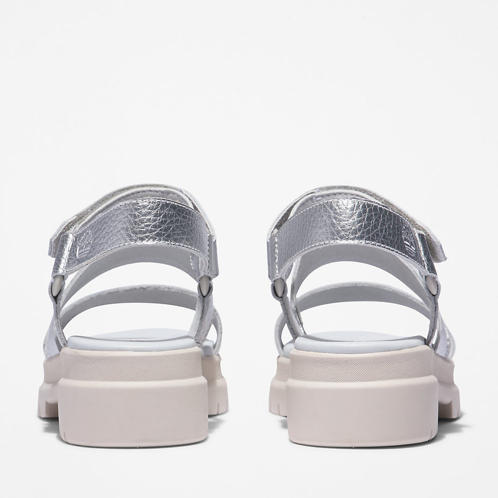 London Vibe Ankle-Strap Sandal for Women in Silver Timberland On Sale