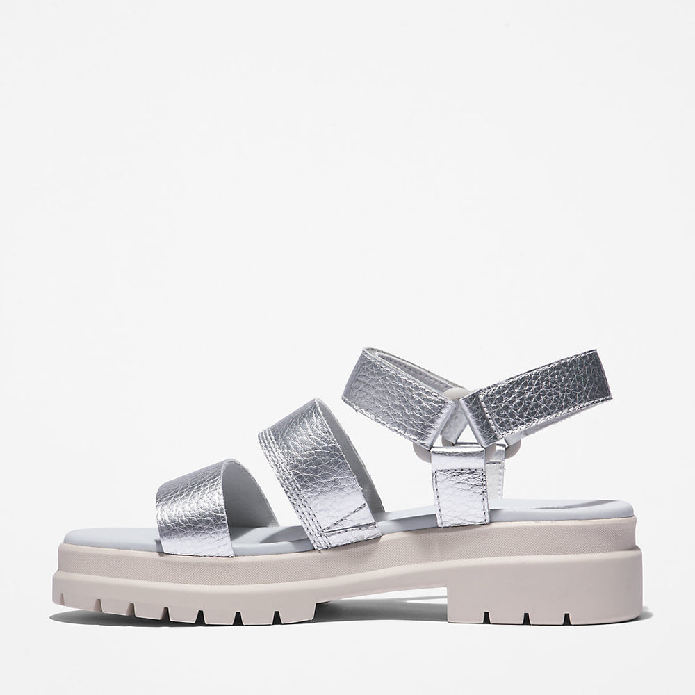 London Vibe Ankle-Strap Sandal for Women in Silver Timberland On Sale