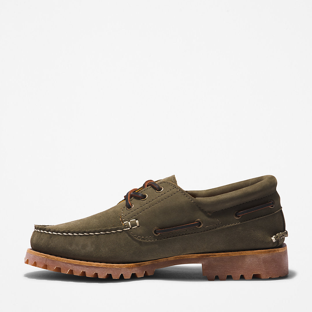 Timberland® 3-Eye Lug Handsewn Boat Shoe for Men in Dark Green Timberland Sale