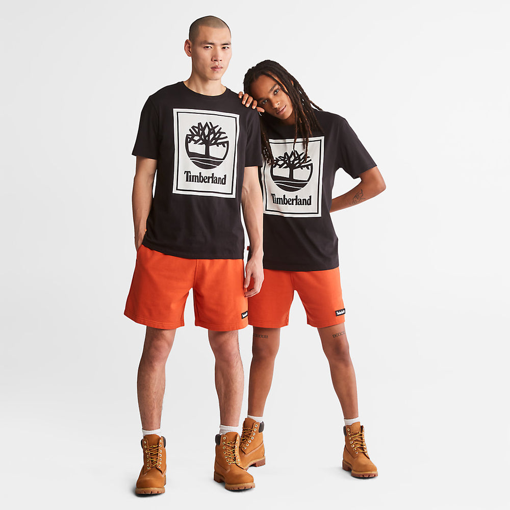 Stack Logo T-Shirt for Men in Black/White Timberland US